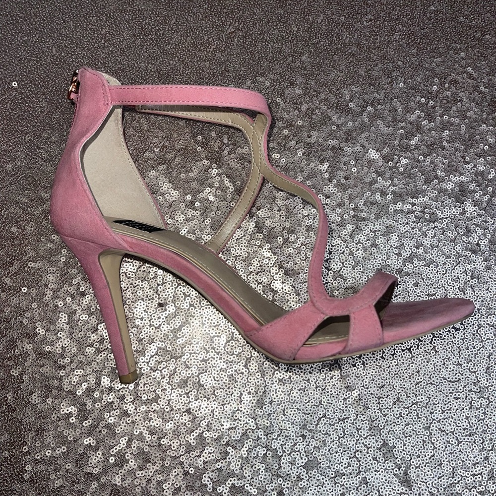 WHITE HOUSE BLACK MARKET Pink Suede Strappy Heels - Picture 6 of 12